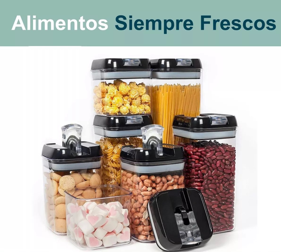 Miniatura 6 de Contenedores alimentos 7 pz tapa negra