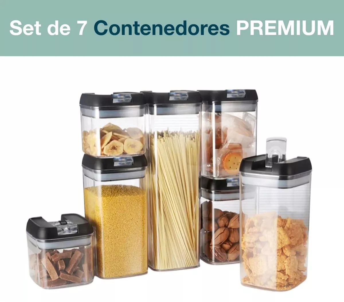 Miniatura 4 de Contenedores alimentos 7 pz tapa negra