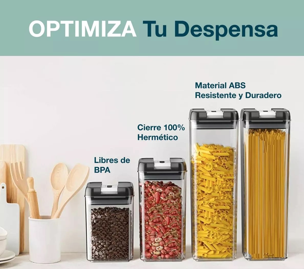 Miniatura 5 de Contenedores alimentos 7 pz tapa negra