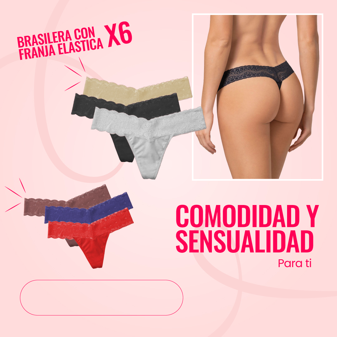 TANGA FRANJA ELASTICA PACKX6