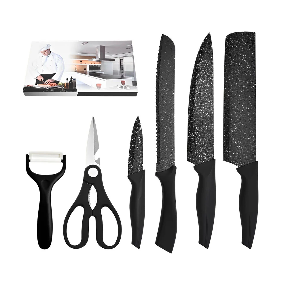 SET CUCHILLOS NEGROS MAS TABLA