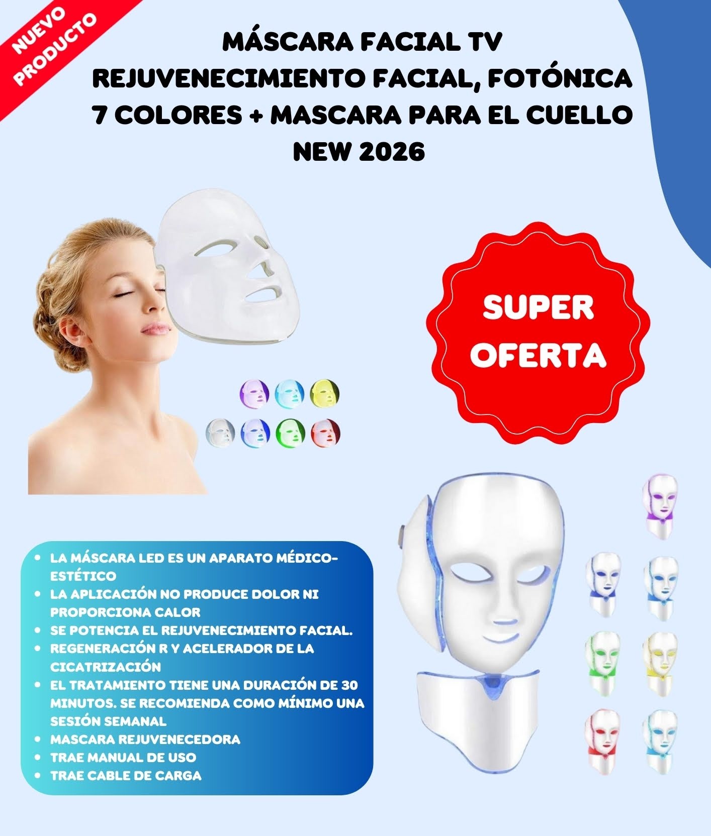 Mascara Facial TV Led Rejuvenecimiento