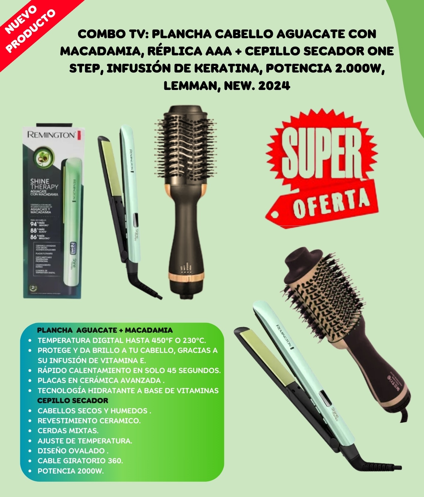 Kit Plancha Aguacate Replica + Cepillo