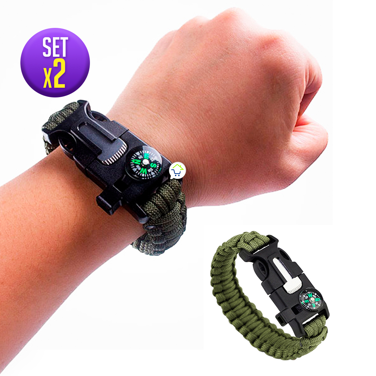 Miniatura 6 de Set x 2 Pulseras Supervivencia MJ375-2