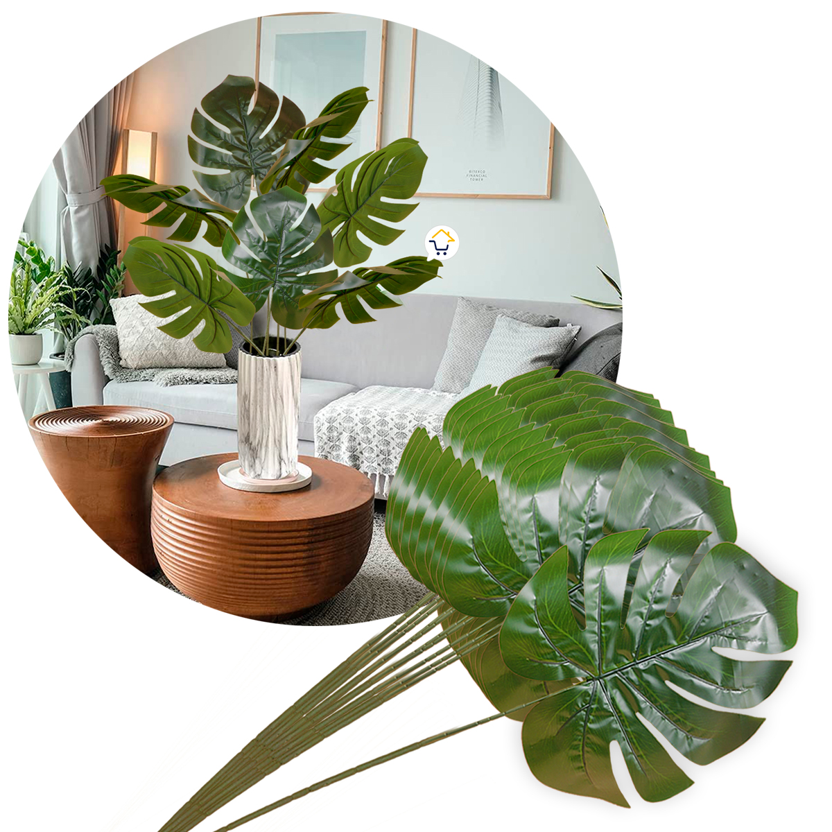 Miniatura 7 de Plantas Artificiales X12 Hojas M 6291