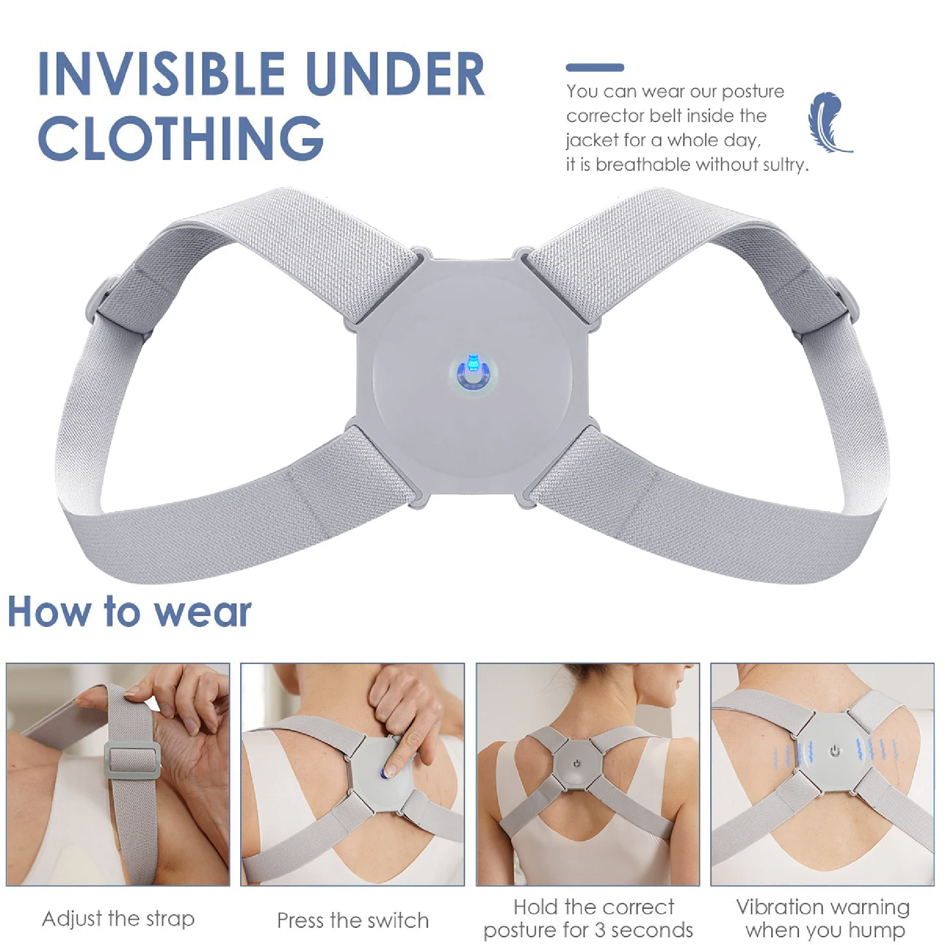 Miniatura 3 de Corrector De Postura invisible De Sensor
