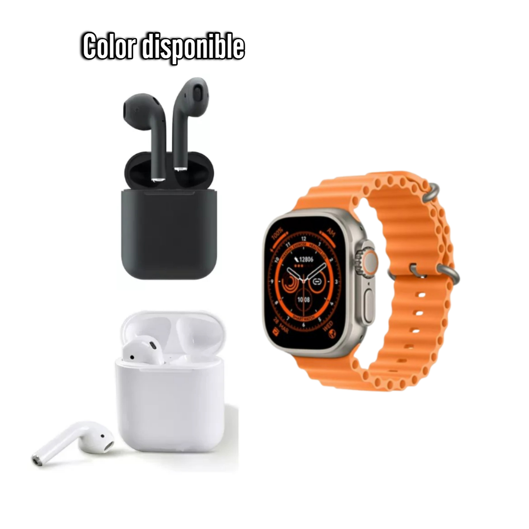 Combo Reloj Ultra 8 + Audifonos i12 (EW)