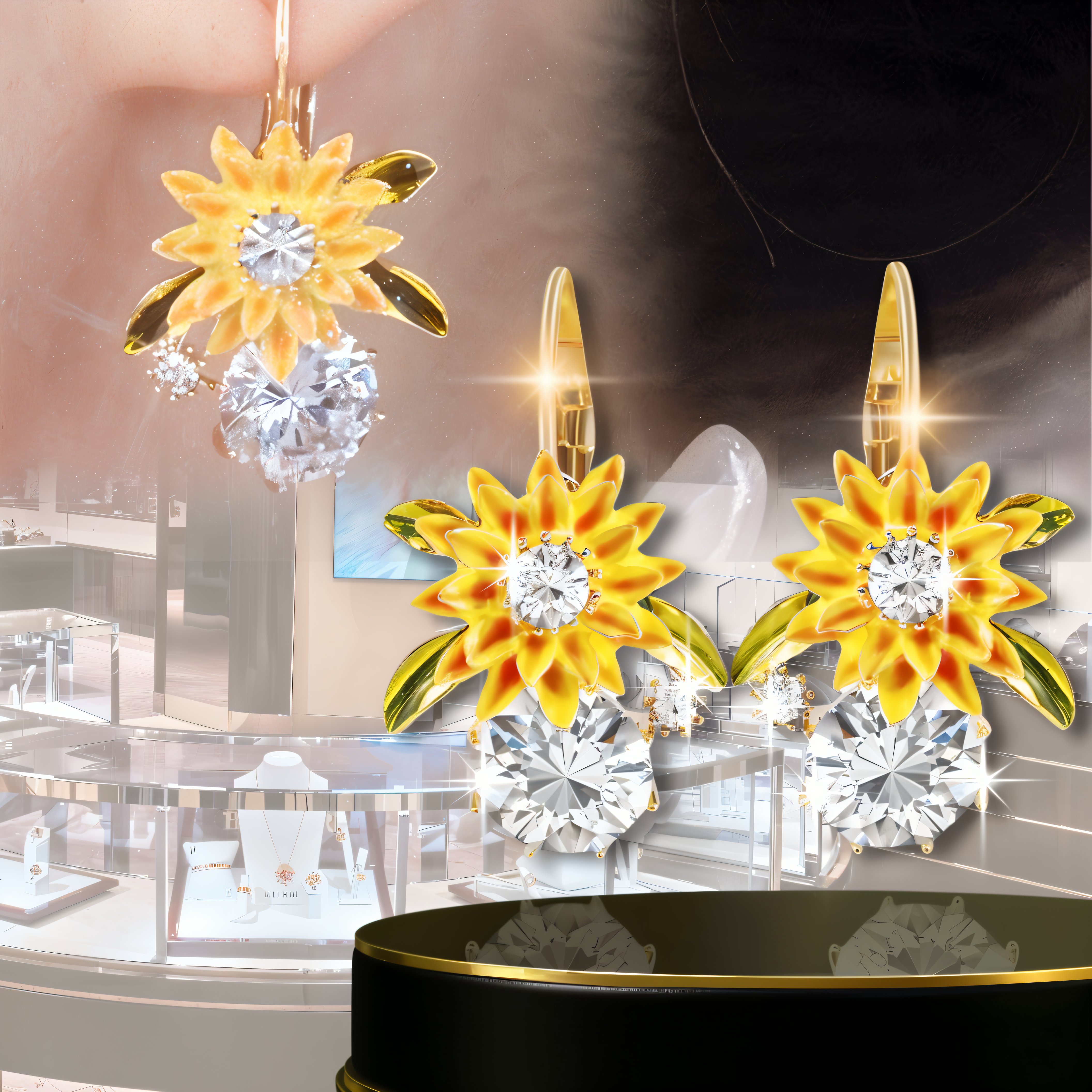 PROMO | Aretes girasol de cristal
