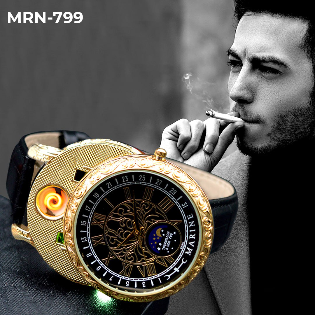 Miniatura 5 de MRN-799 RELOJ MARINE DORADO/NEGRO CUERO