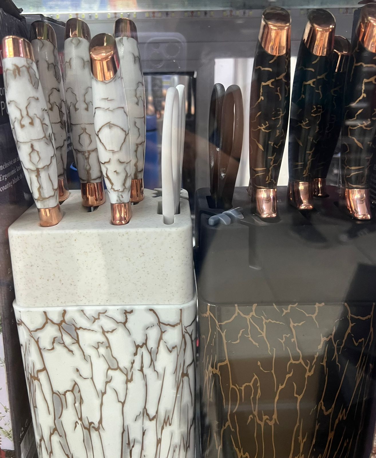 SET CUCHILLOS MARMOL BLANCO