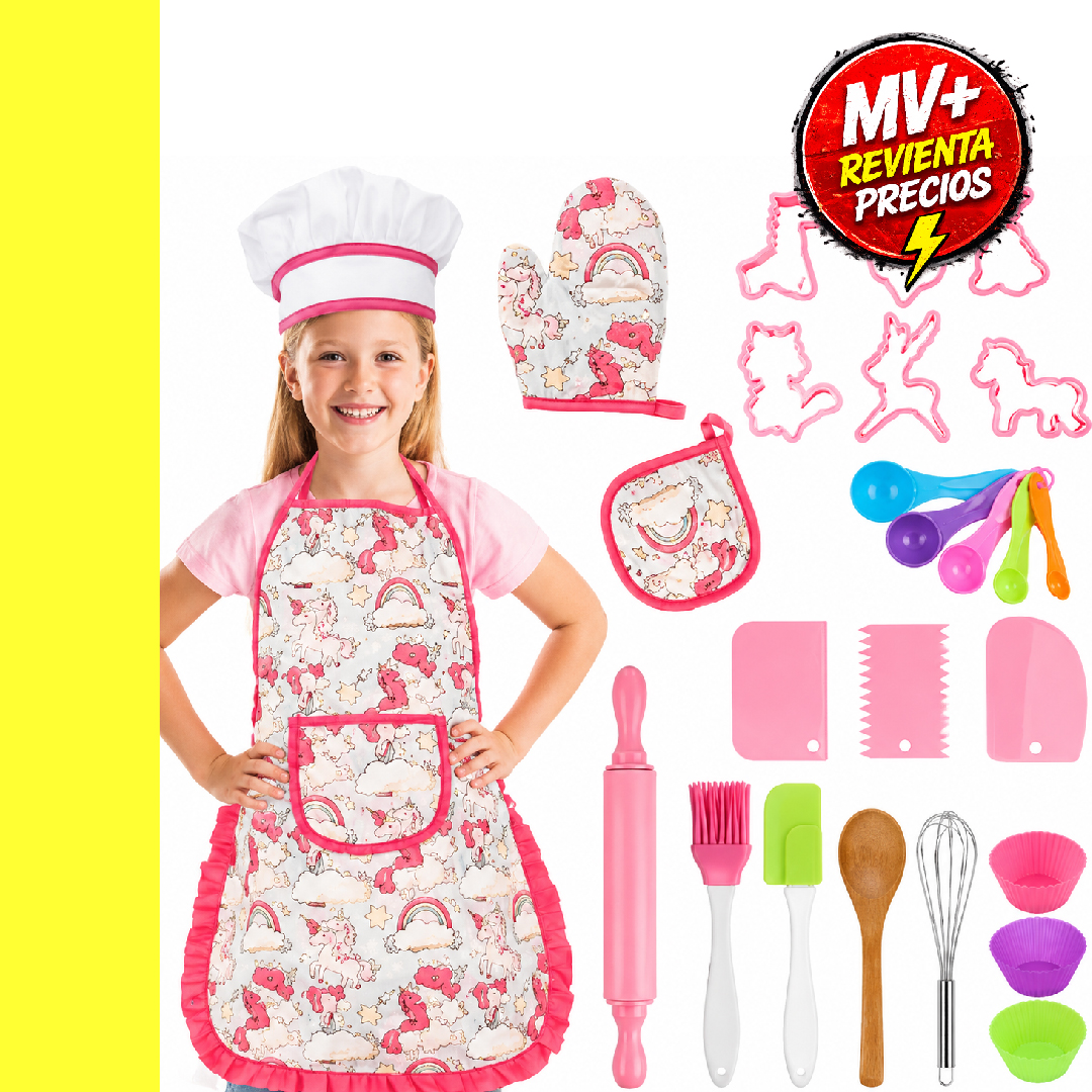 Kit Reposteria Niños Delantal Gorro 26pz