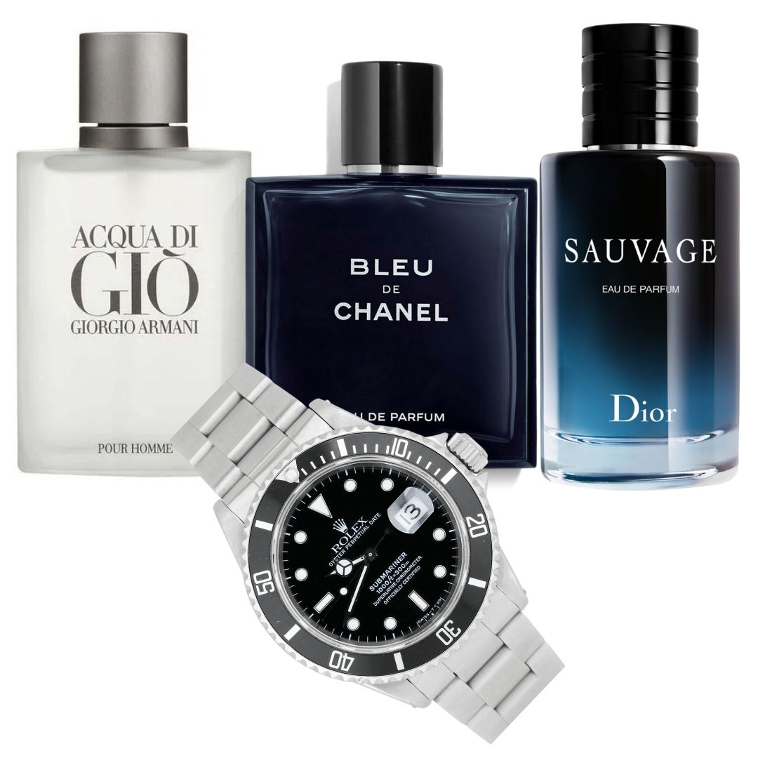 KIT PERFUMES X3 + RELOJ ROLEX