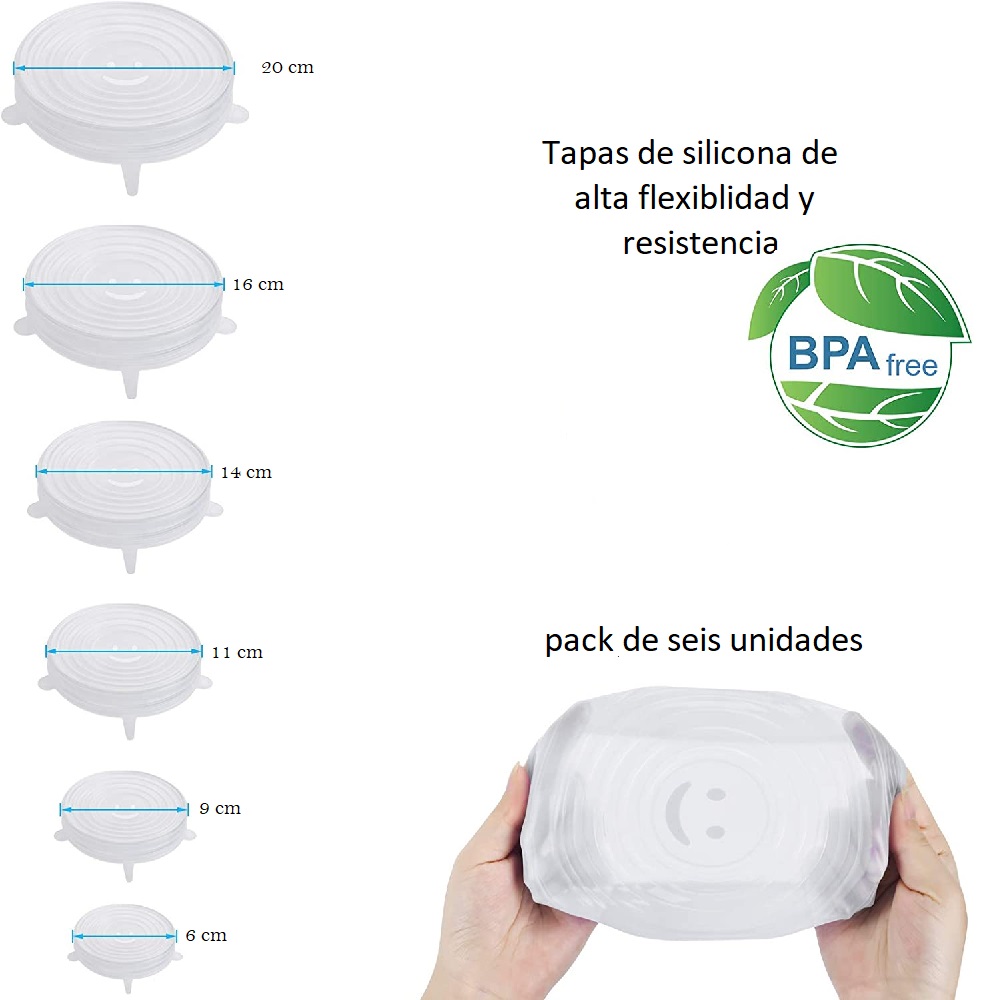Miniatura 3 de 6x Tapas Elasticas De Silicona