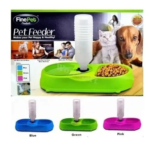 Vista 3 de Pet Feeder Alimentador Y Bebedero 2 En 1 - COLOR: VERDE