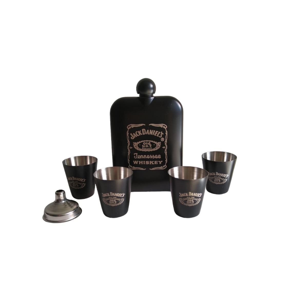 Set Licorera Jack Daniels Copas y Embudo