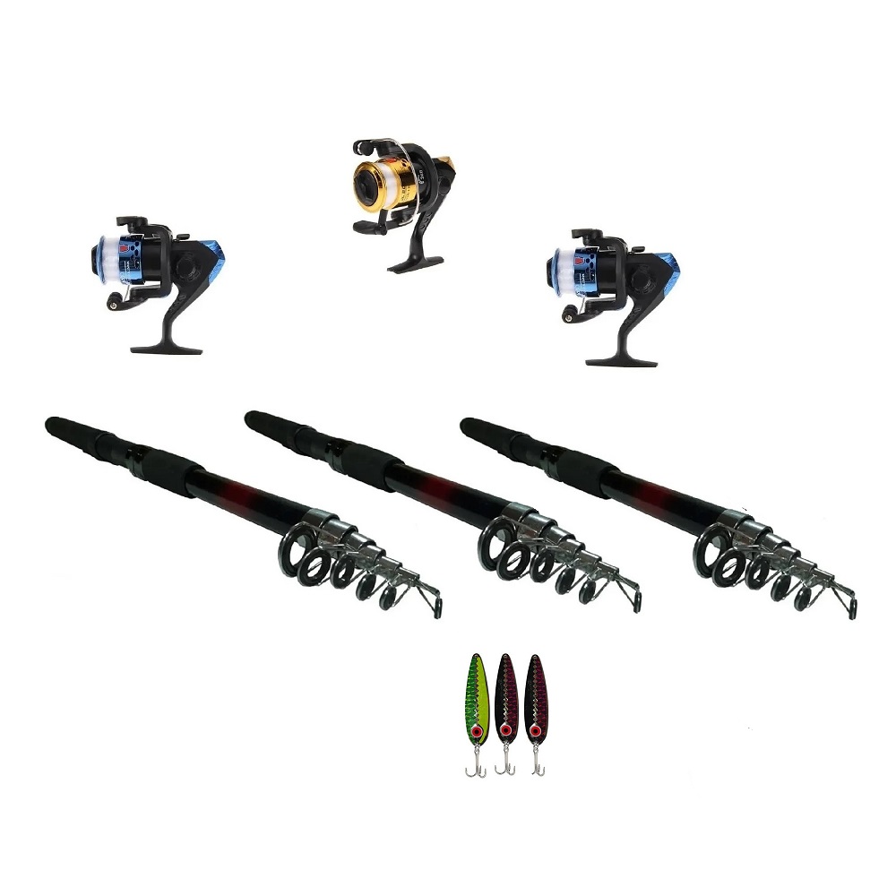 3x Combos Caña Pescar 2.10mts Cuchara