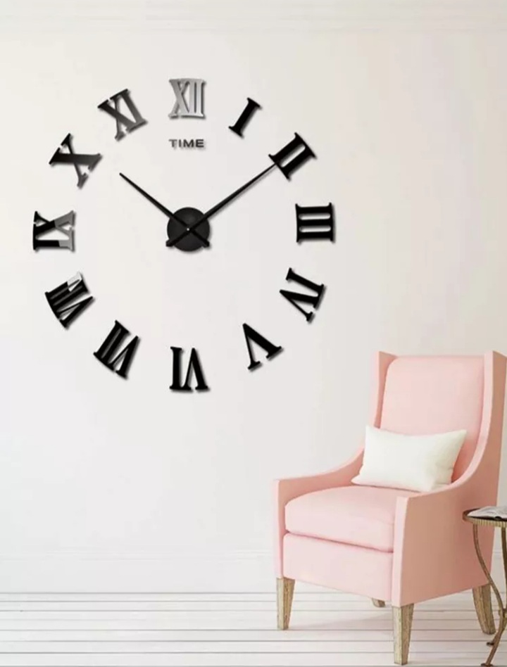 RELOJ DE PARED 3D 100X100 CM NEGRO