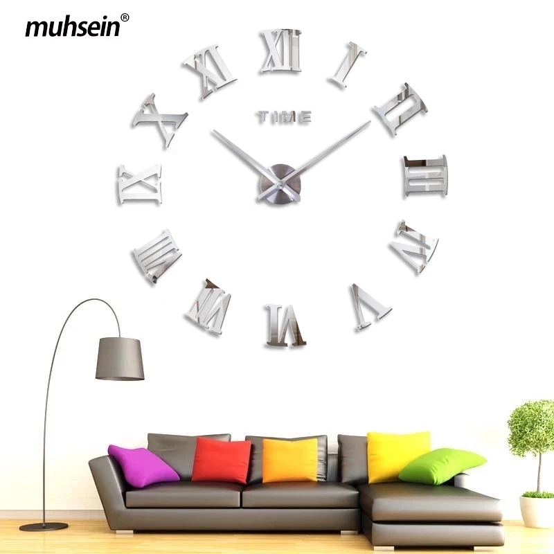 RELOJ DE PARED 3D 50X50 CM PLATEADO