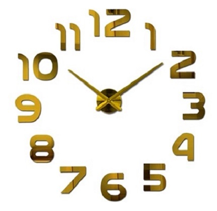 RELOJ 3D 50X50 CM DORADO