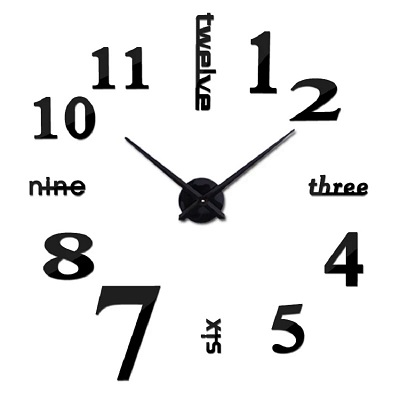 RELOJ 3D  50X50CM COLOR NEGRO