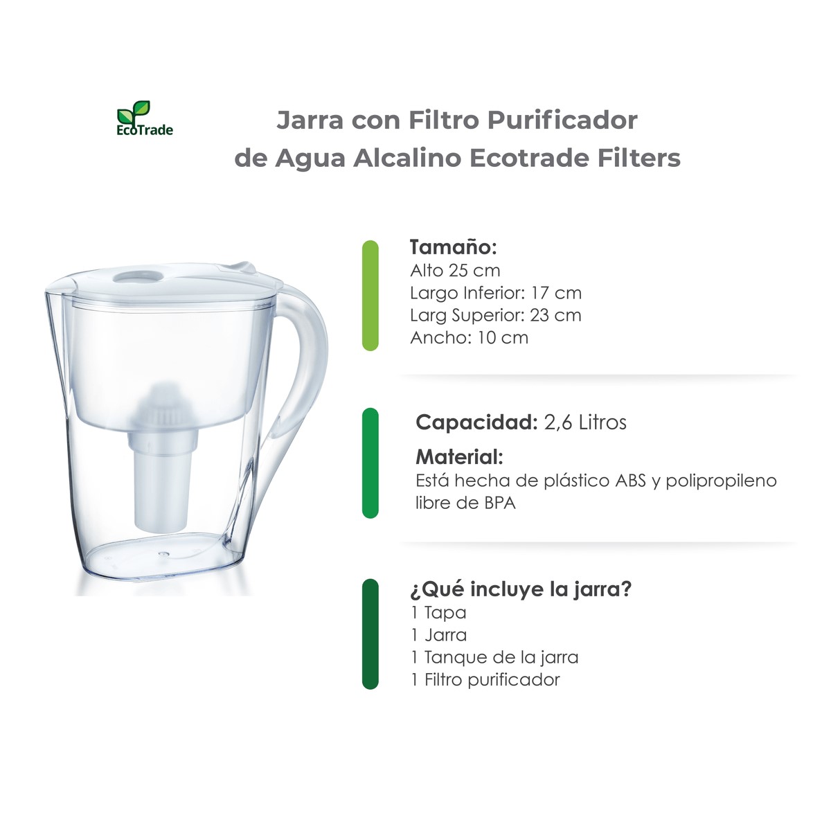 Miniatura 5 de Jarra Purificadora De Agua Alcalina 2.6