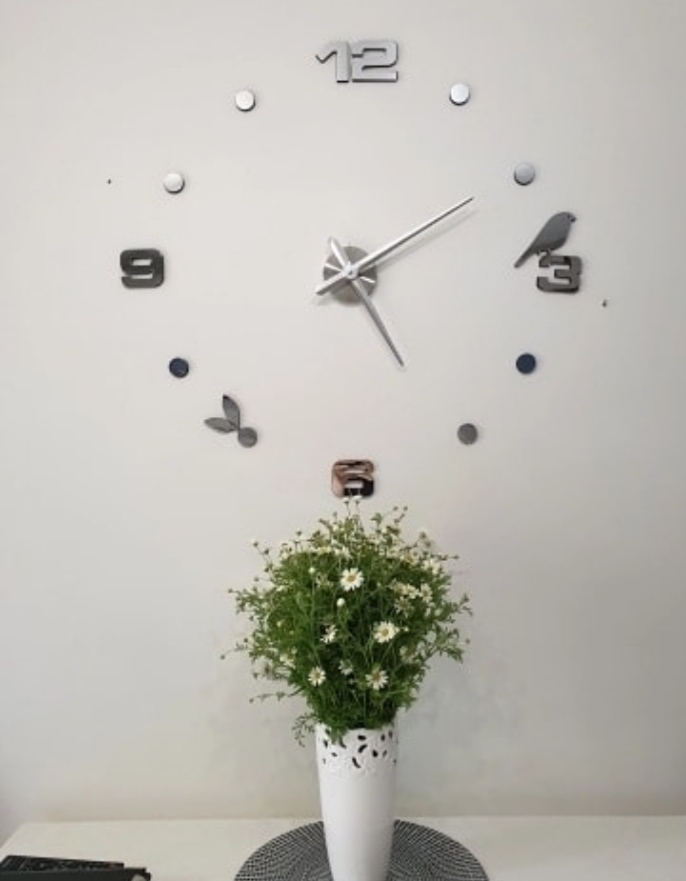 Miniatura 4 de RELOJ 3D GRANDE 100X100CM COLOR PLATEADO