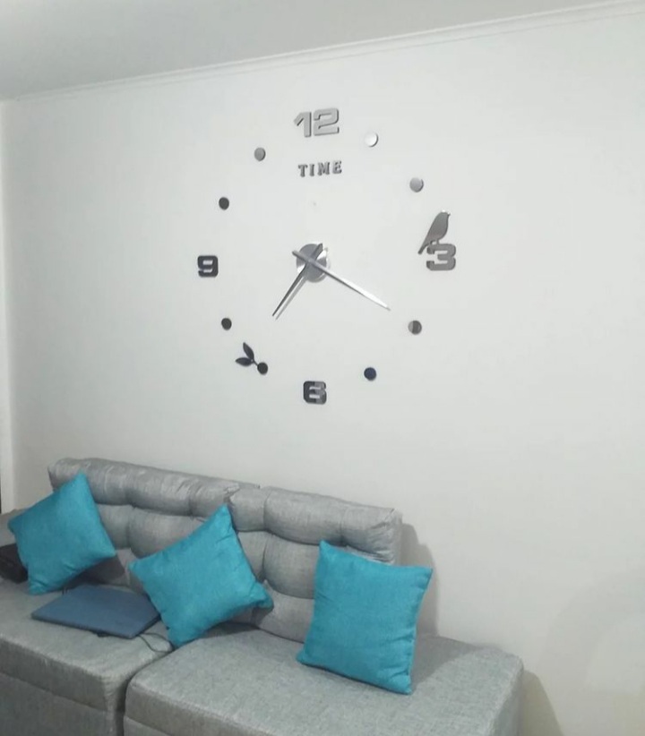 Miniatura 2 de RELOJ 3D GRANDE 100X100CM COLOR PLATEADO