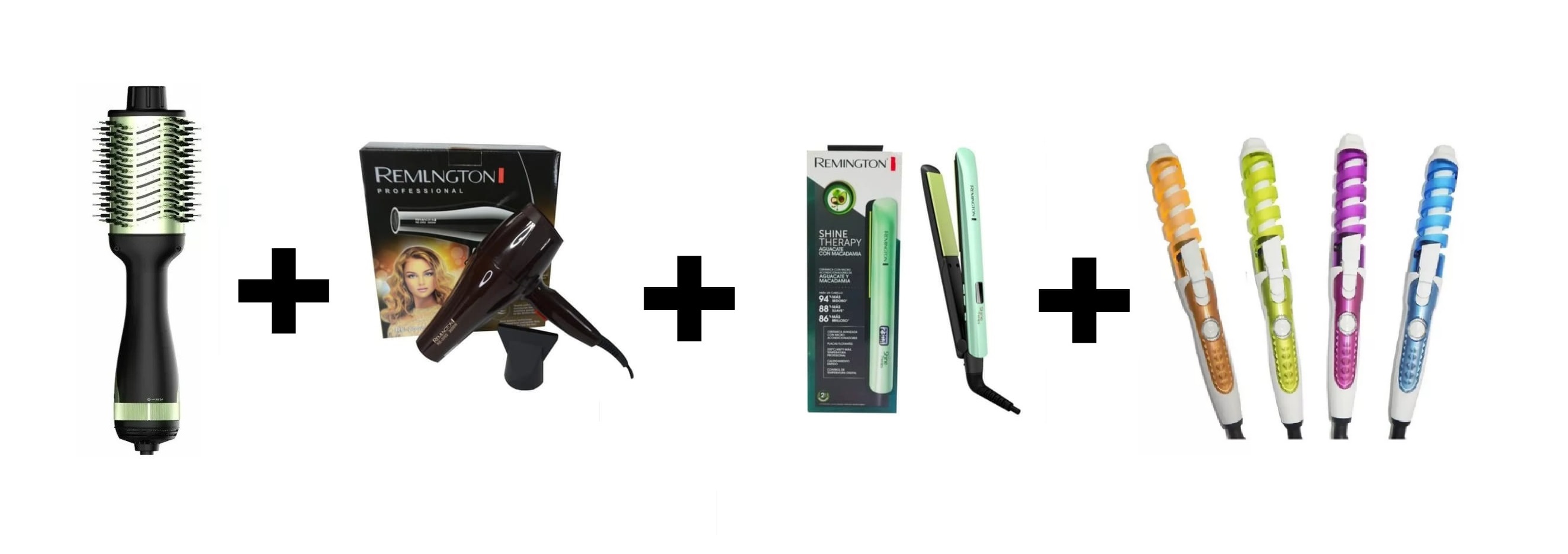 Combo Secador + Plancha + Cepillo + Riza