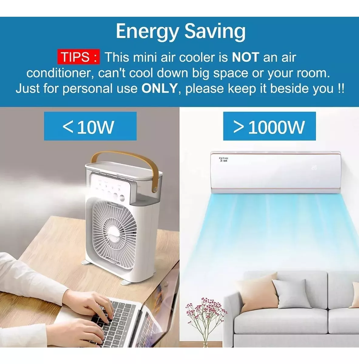 Vista 6 de Aire Acondicionado Portatil + Ventilador - Aire: Negro