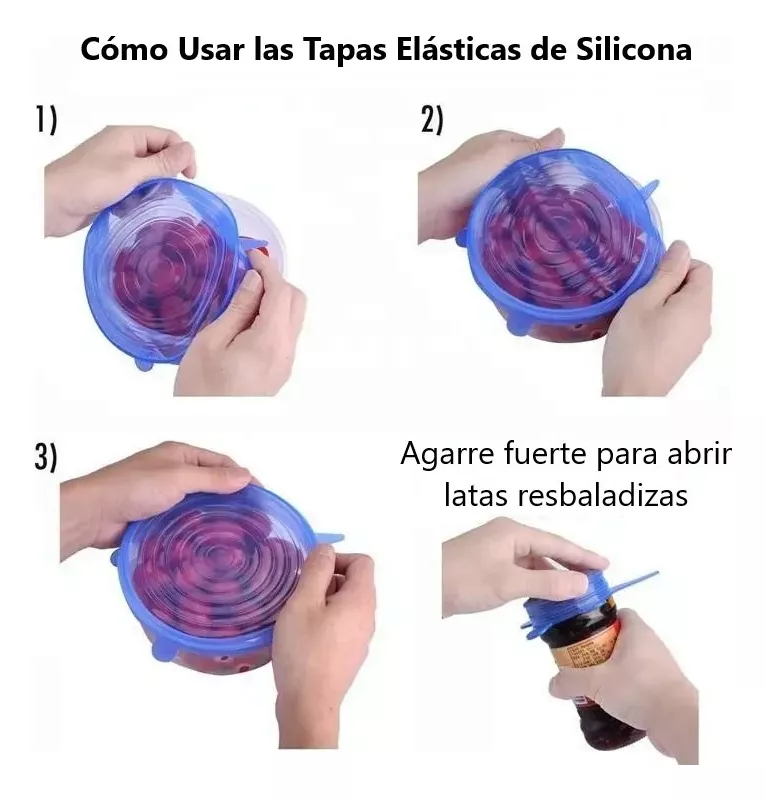 Tapas Elasticas Silicona Cocina X6 Reuti