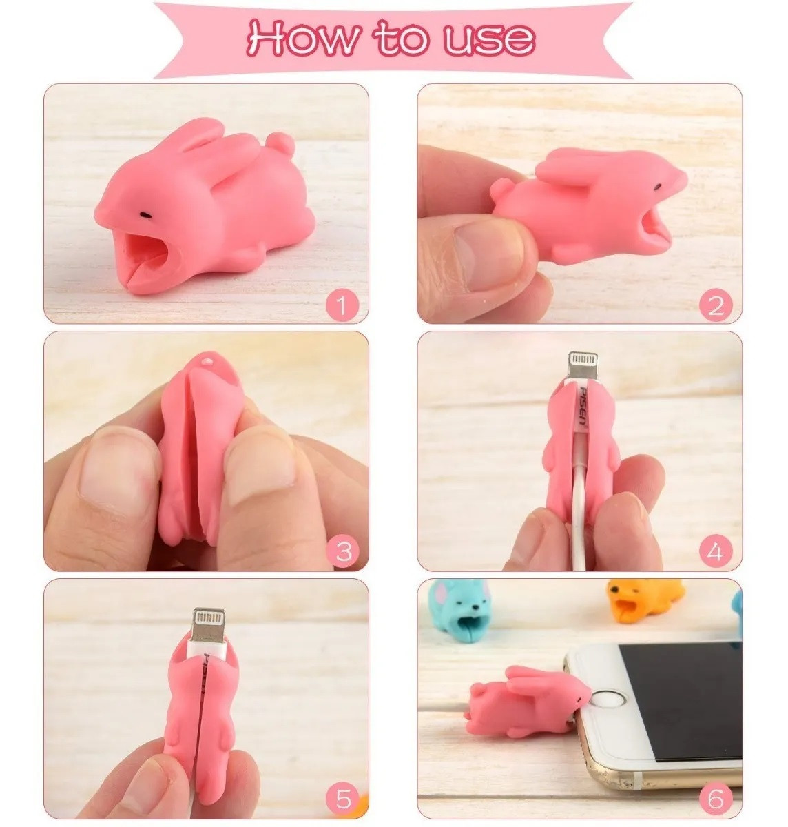 Vista 2 de Protector Cable Animal Mordelon Bite - DISEÑO: 27