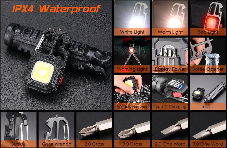 Miniatura 3 de Linterna llavero recargable multiusos