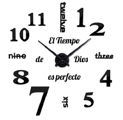 RELOJ 3D 100X100CM+FRASE EN VINILO NEGRO