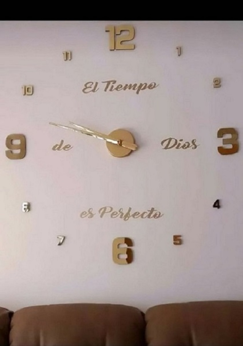 Miniatura 6 de RELOJ 3D100X100CM+FRASE EN VINILO DORADO