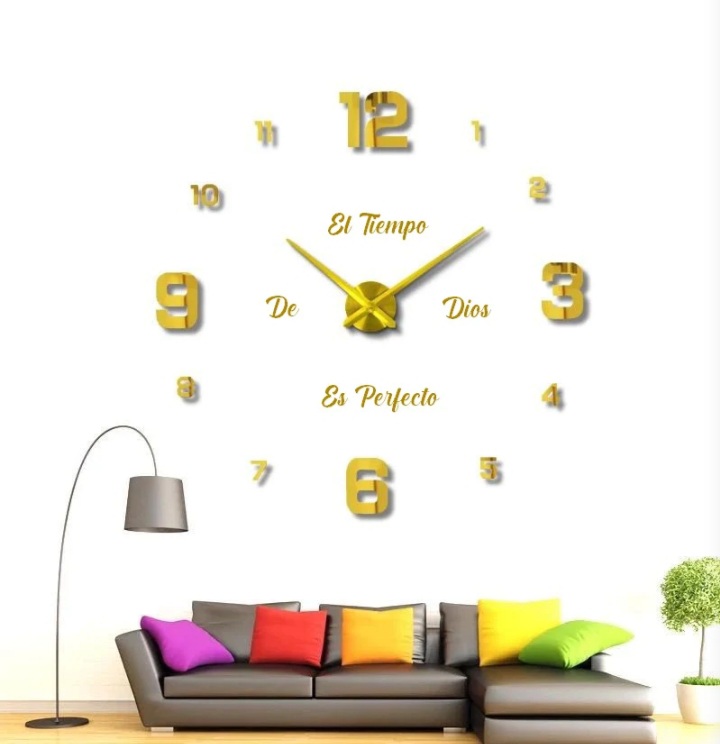 Miniatura 4 de RELOJ 3D100X100CM+FRASE EN VINILO DORADO