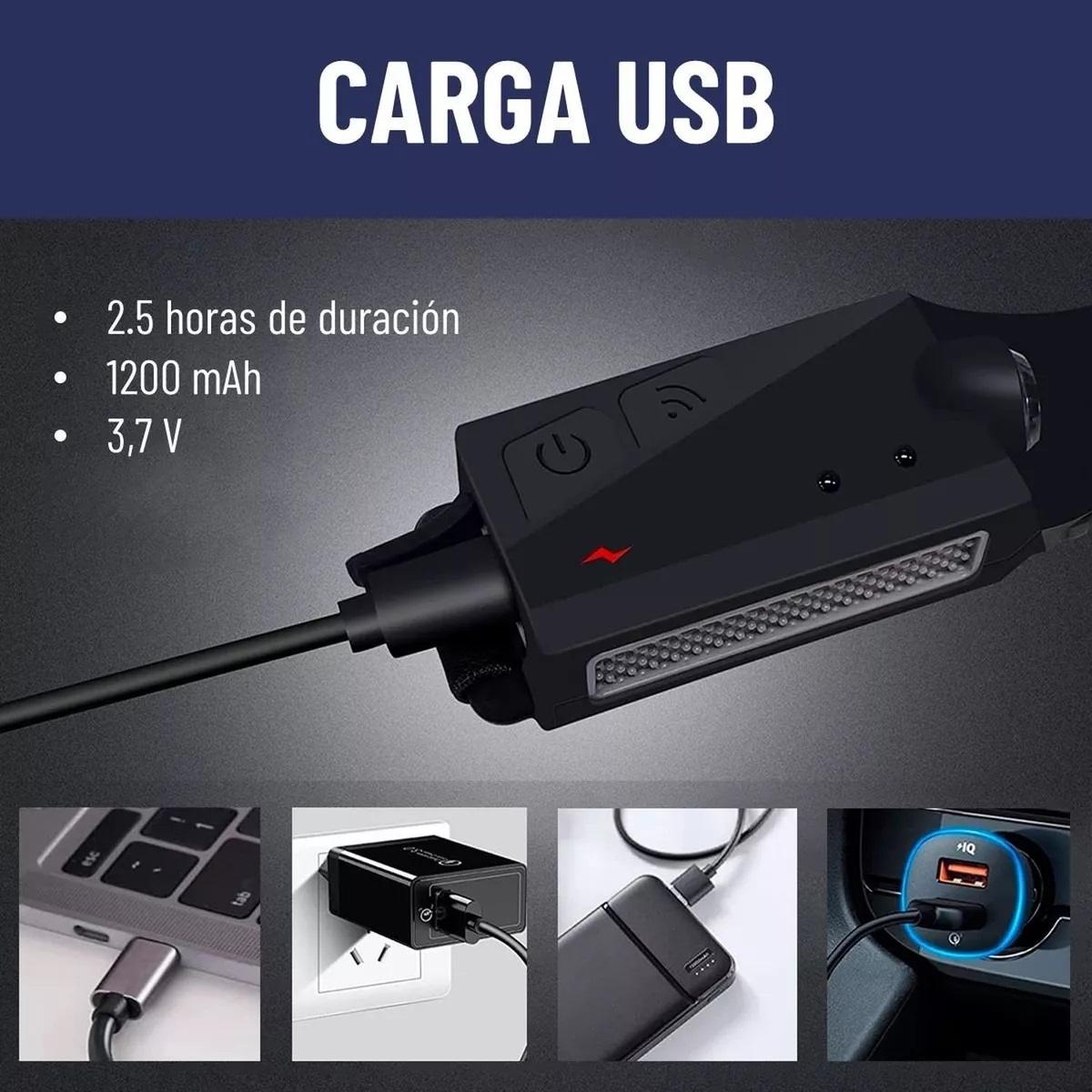 Miniatura 2 de Linterna Frontal Luz Led Camping De Cabe