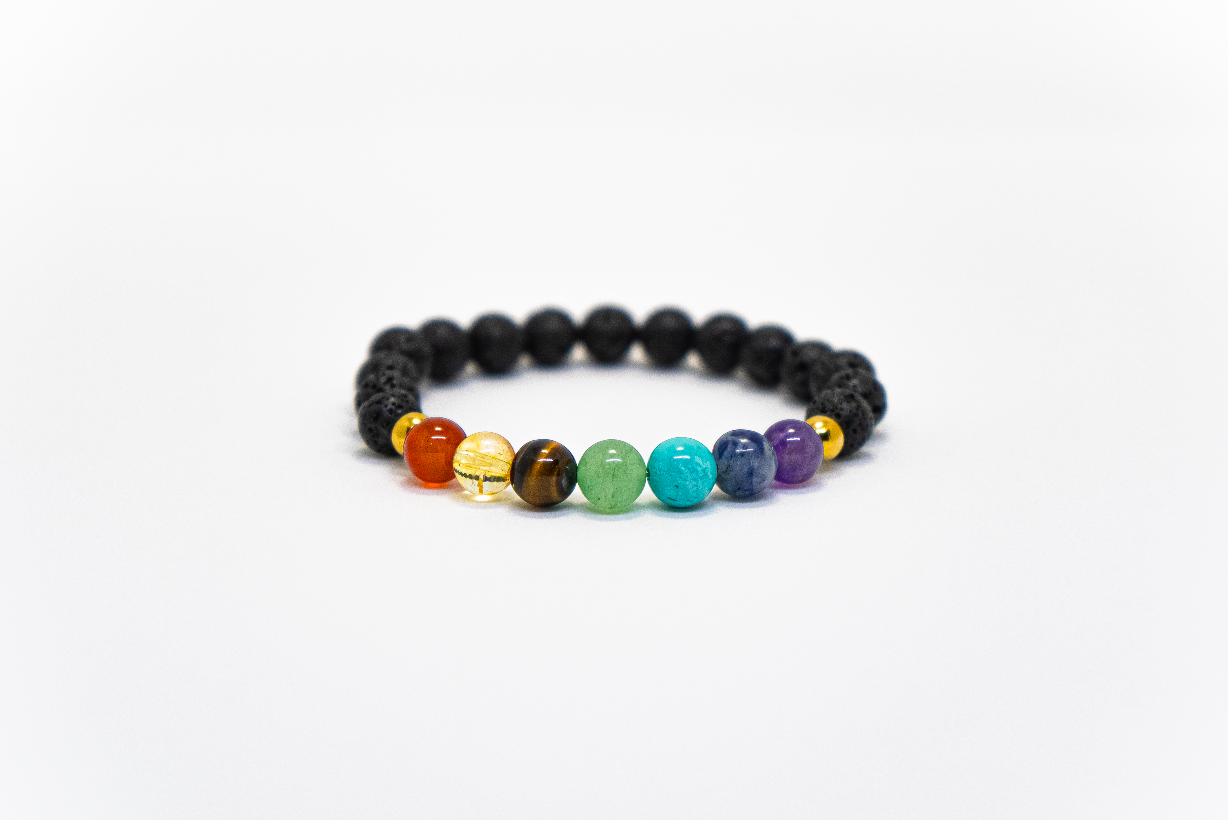Miniatura 5 de Pulsera 7 chakras con piedras doradas
