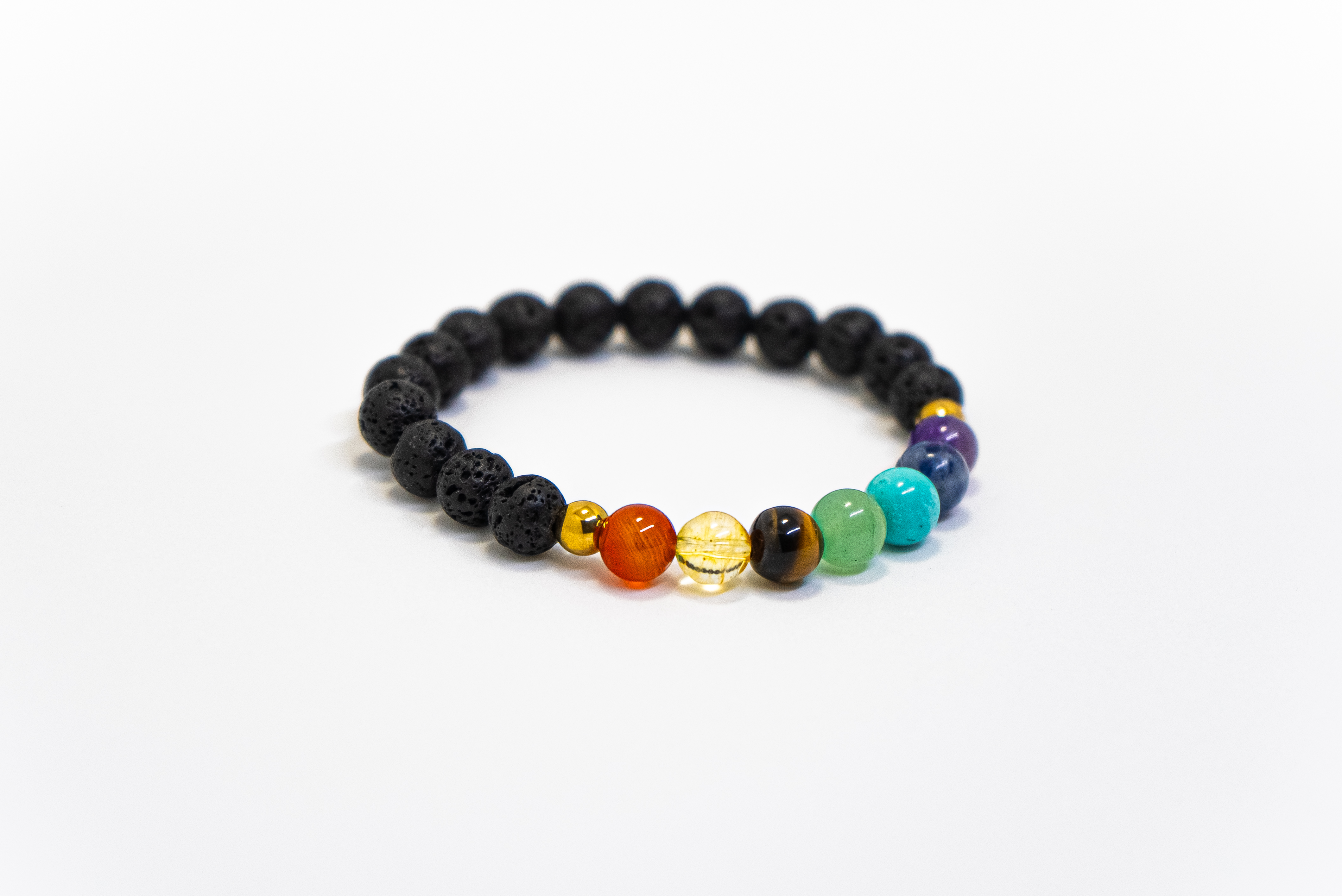 Miniatura 4 de Pulsera 7 chakras con piedras doradas