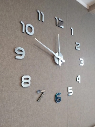 Miniatura 3 de RELOJ 3D GRANDE 100X100CM PLATEADO