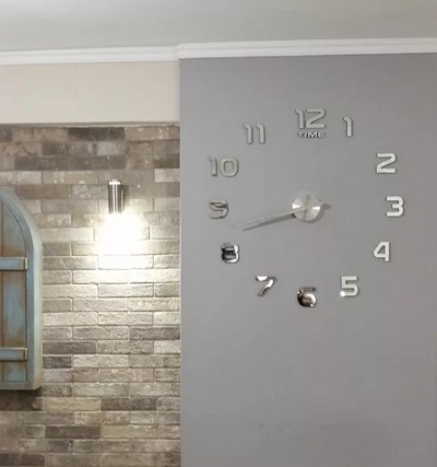 Miniatura 2 de RELOJ 3D GRANDE 100X100CM PLATEADO