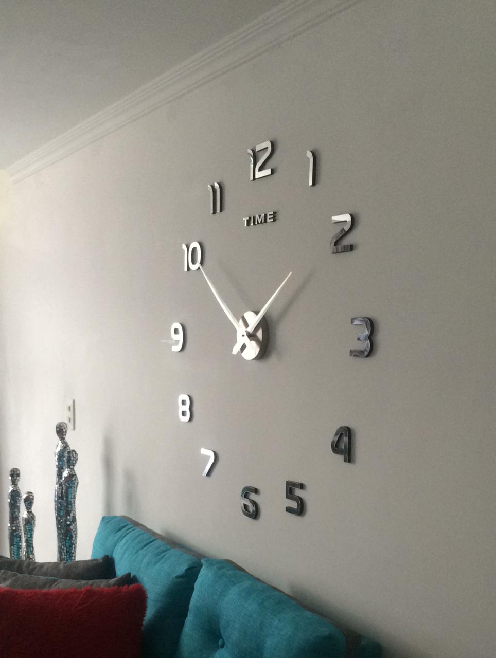 Miniatura 7 de RELOJ 3D GRANDE 100X100CM PLATEADO