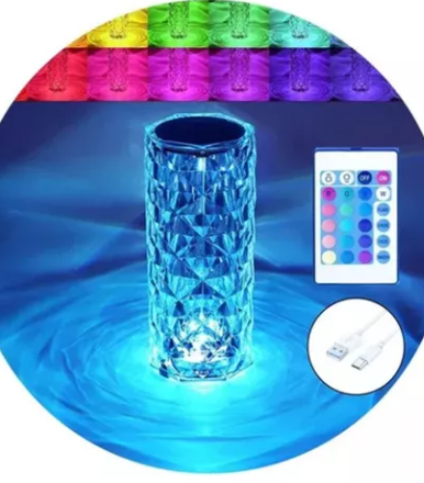 Lampara De Mesa De Cristal 16 Colores