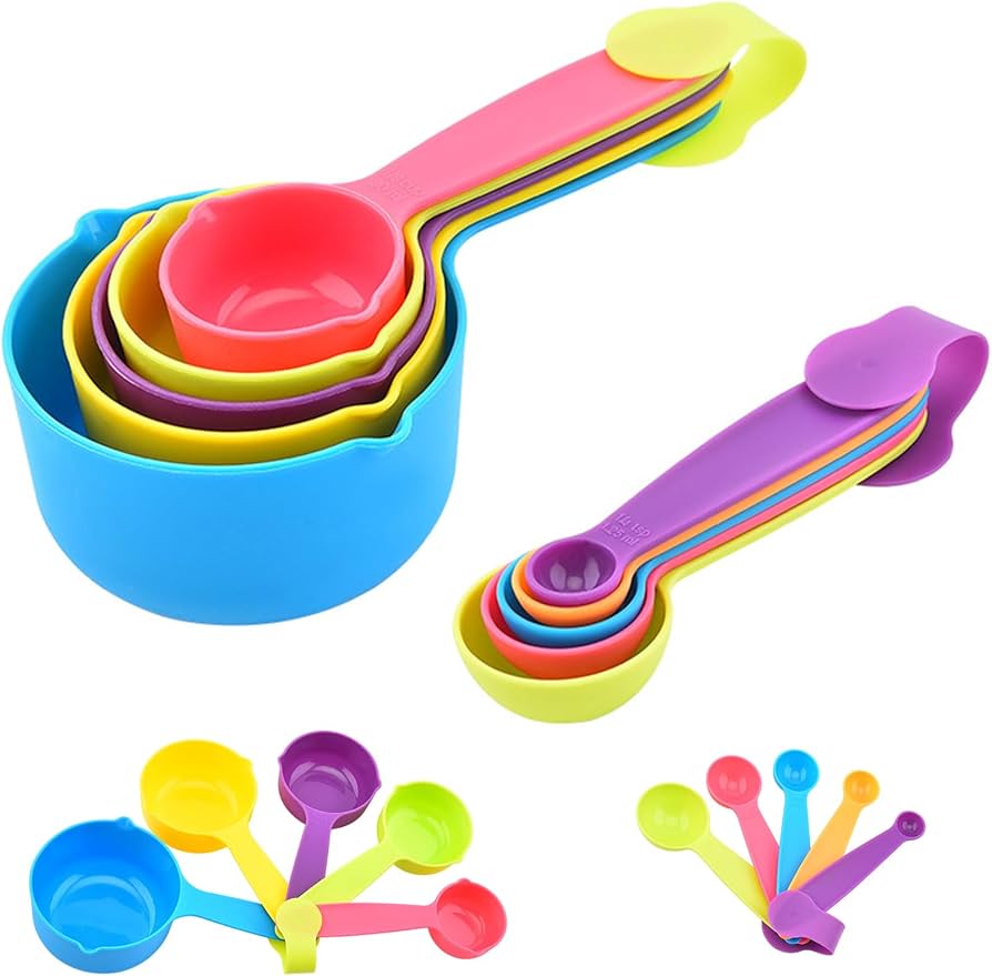 TAZAS Y CUCHARAS MEDIDORAS SET X 10