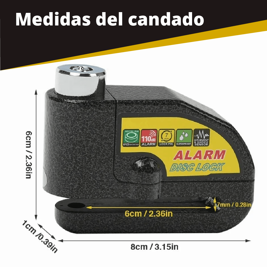 Miniatura 8 de CANDADO DISCO CON ALARMA PARA MOTO O BIC