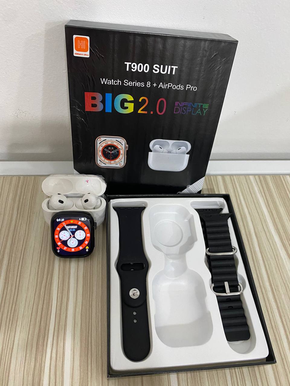 Vista 3 de Combo Reloj Smartwatch T900 + audífonos - COLOR: BLANCO