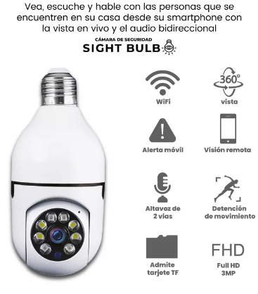 Camara Bombillo Seguridad Giratoria 360°