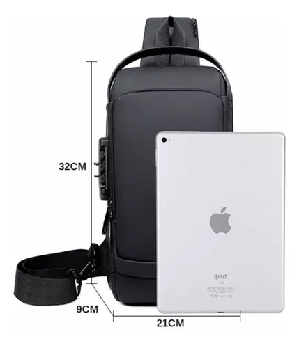 Vista 3 de Bolso Maleta Mochila Antirrobo Manos lib - color: Negro/Dorado