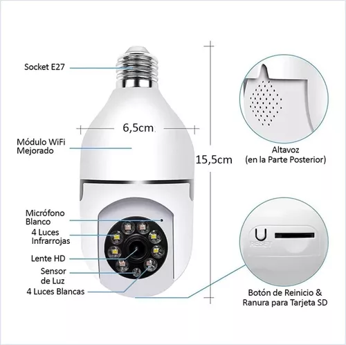 Miniatura 7 de Cámara Tipo Bombillo Base E27 V380