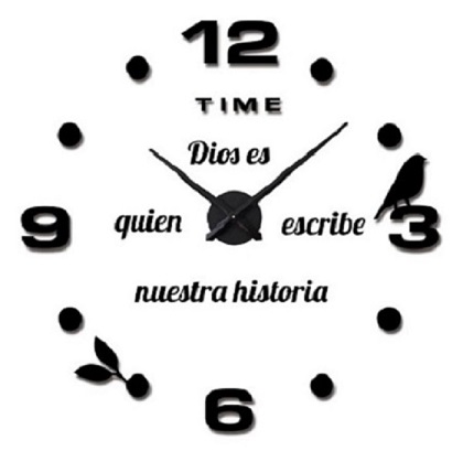 RELOJ 3D 50X50 CM+FRASE EN VINILO NEGRO