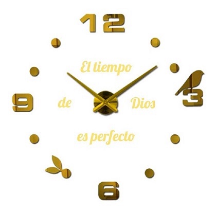 RELOJ 3D 50x50CM+FRASE EN VINILO DORADO